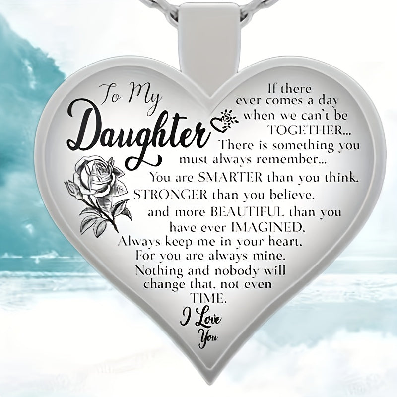 Love Heart Crystal Pendant Necklace for Daughter