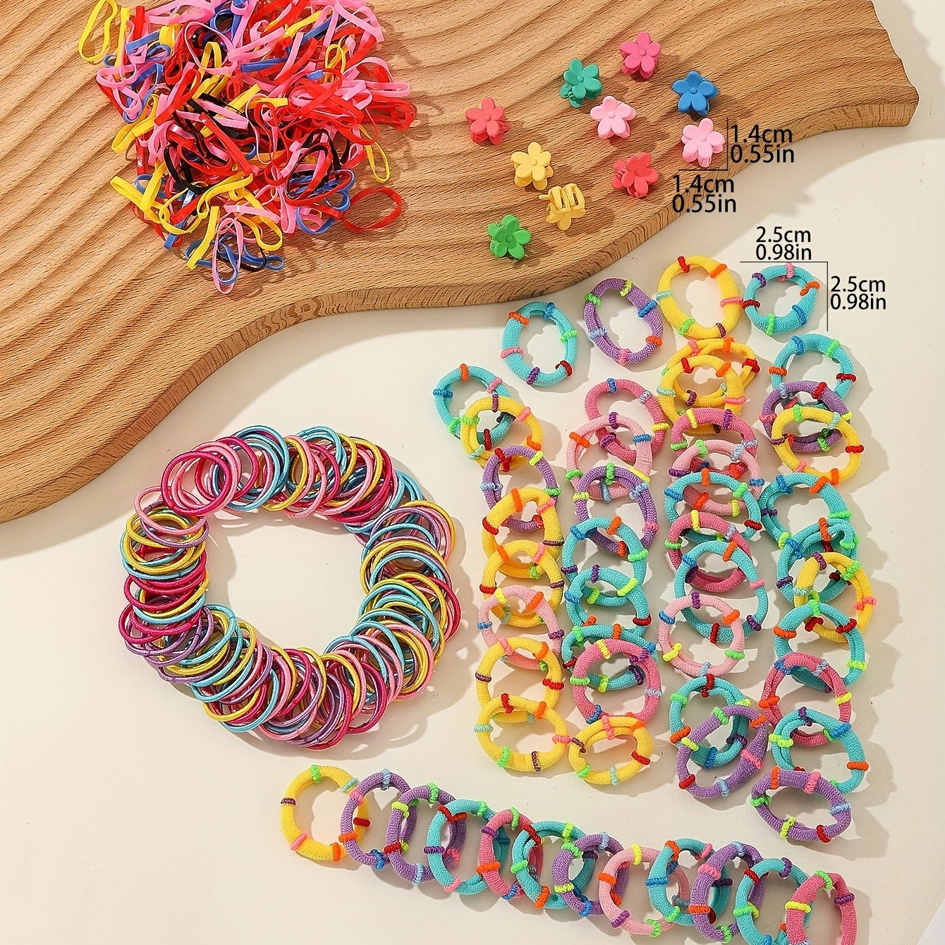 410pcs Colorful Elastic Ponytail Holder Hair Styling Kit