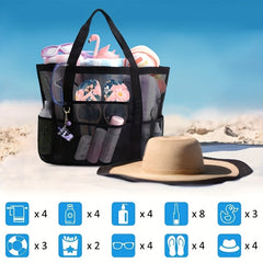 Large Capacity Mesh Shoulder Beach Bag for Travel