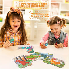 Dinosaur Puzzle Set for Kids Educational Toy in Iron Storage Box