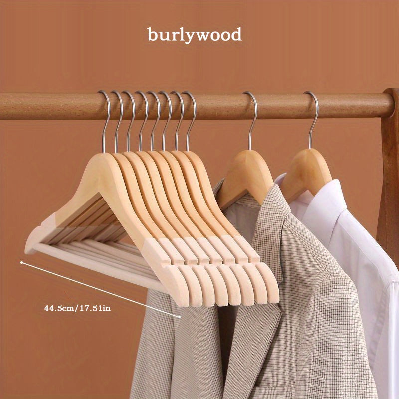 5pcs Velvet Hangers Wooden Household Hangers Solid Wood Anti-slip No Trace