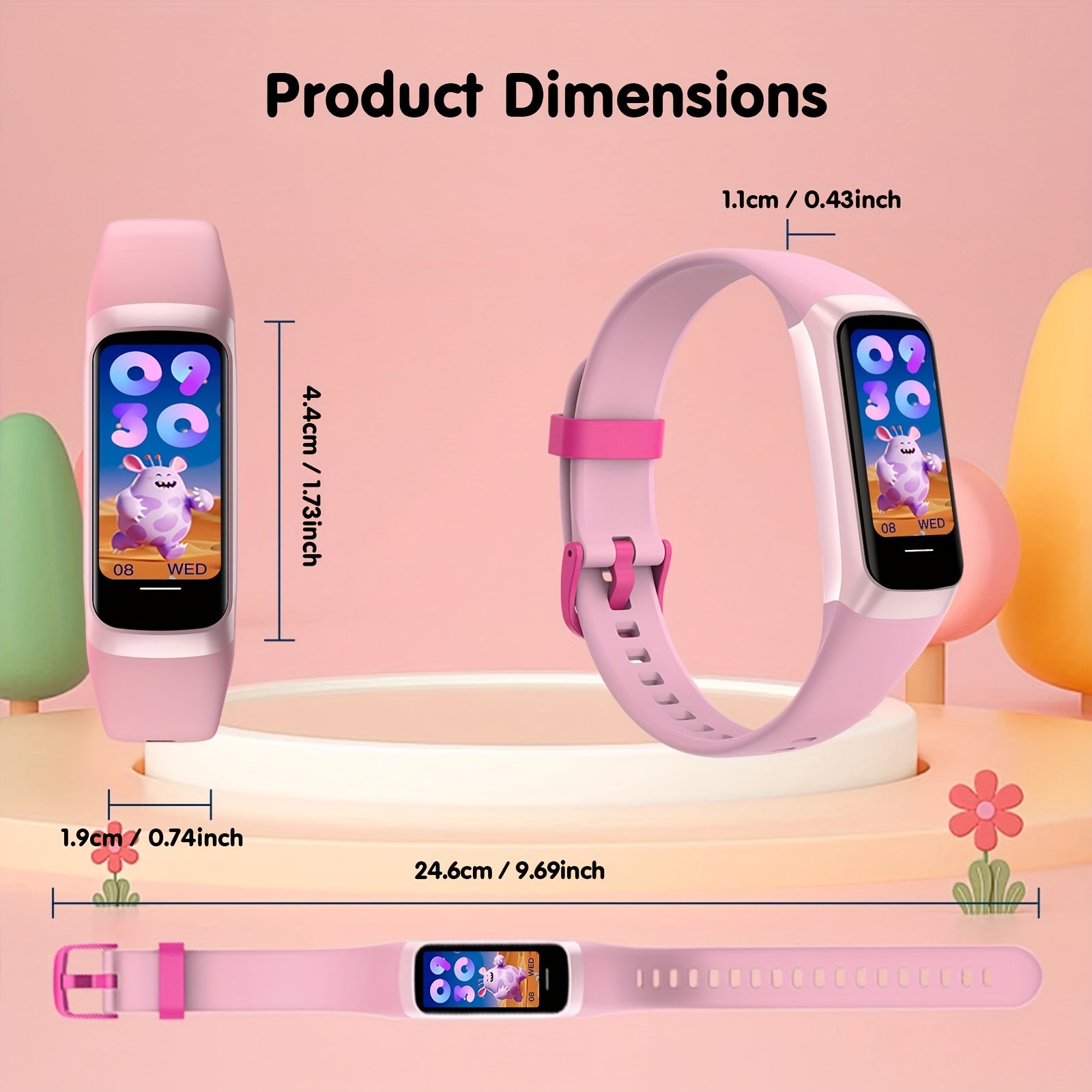 YOYOFIT Girls Smart Watch Magnetic Charging AMOLED Display 12 Sports Modes