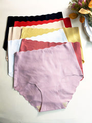 7pcs Scallop Trim Briefs Stretchy Intimates Panties