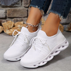 Women's Breathable Knit Sneakers Casual Lace Up Outdoor Shoes