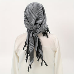 Grey Tactical Scarf Desert Keffiyeh Head Neck Scarf Arab Tassel Wrap