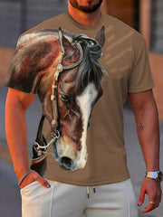 Men's Horse Graphic T Shirt 3D Print Active Stretch Short Sleeve Tee