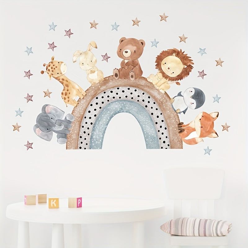 Cartoon Animals Rainbow Wall Sticker for Room Decoration