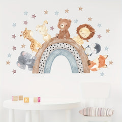Cartoon Animals Rainbow Wall Sticker for Room Decoration