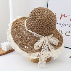 Wide Brim Lace Crochet Sun Hat Breathable Sunscreen Straw Hats