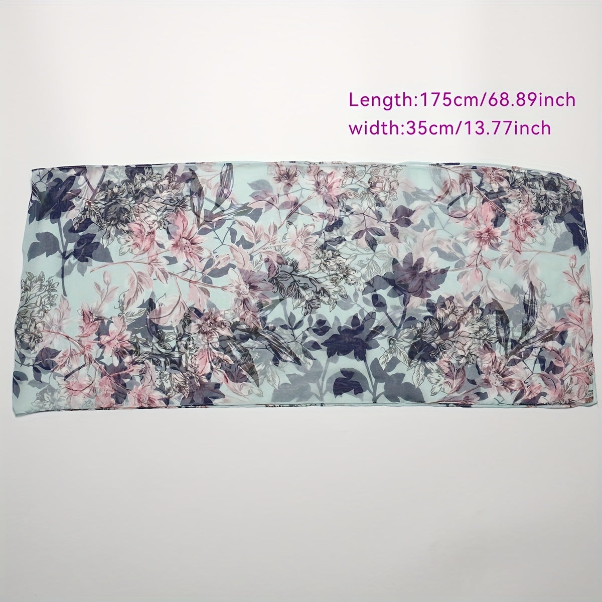 Vintage Flower Print Chiffon Scarf Long Shawl Head Wrap