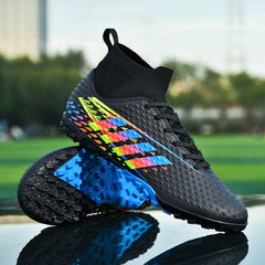 Boy's High Top Turf Football Boots Lace Up TF Soccer Cleats