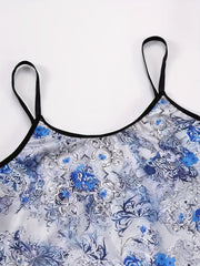 Plus Size Chinoiserie Print Underwear Set