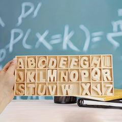 130pcs Wooden Craft Letters with Storage Tray Set Unfinished Alphabet for Kids