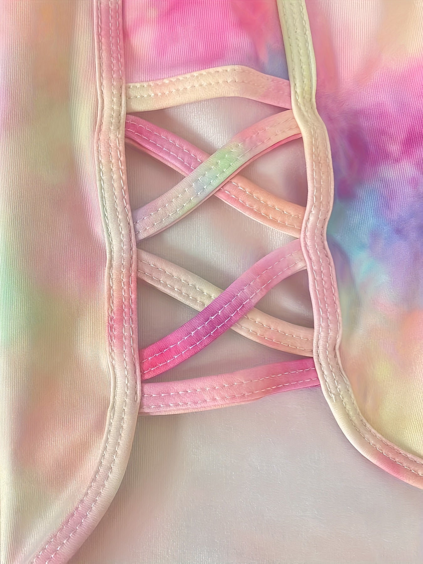 Tie Dye Criss Cross Cut Out Yoga Shorts High Waist Sports Running Shorts