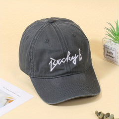 Distressed Letter Baseball Cap Washed Cotton Dad Hat