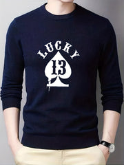 Lucky Spades 13 Men's Knit Sweater Warm Crew Neck Pullover