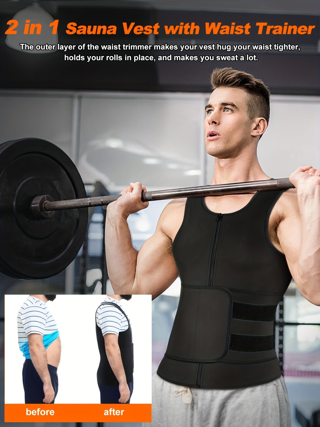 Men's Neoprene Sauna Belt Waist Trainer for Workout Weight Loss