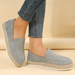 Women's Solid Flat Loafers Slip On Espadrille Shoes Lightweight & Comfortable