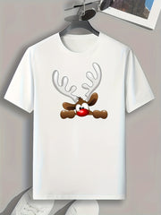 Deer Print Men's Graphic T-shirt for Summer
