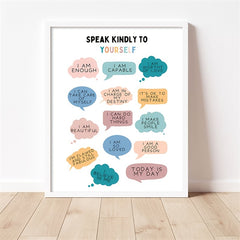 Positive Affirmations & Feelings Poster for Therapy Office Decor