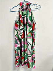 Abstract Print Keyhole Dress Casual Sleeveless Summer Midi Dress