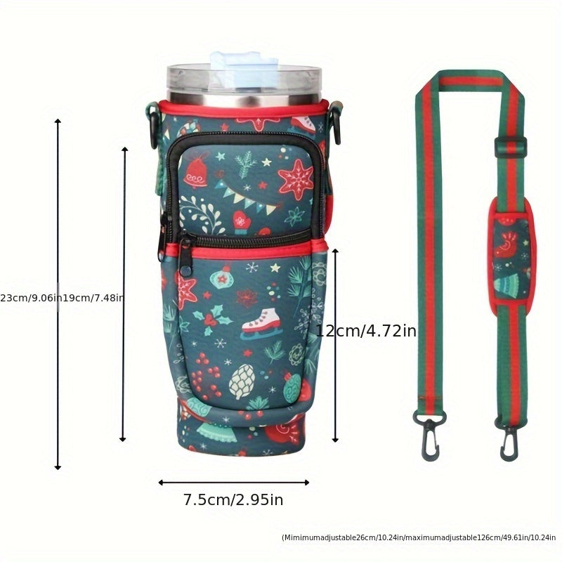Christmas Cup Holder Bag with Strap Waterproof Insulation 40oz Sports Cup