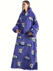 Women's Koala Pattern Sherpa Fleece Hooded Blanket