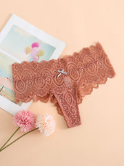5 Pcs Lace Panel Cheeky Panties Comfortable Brazilian Panties