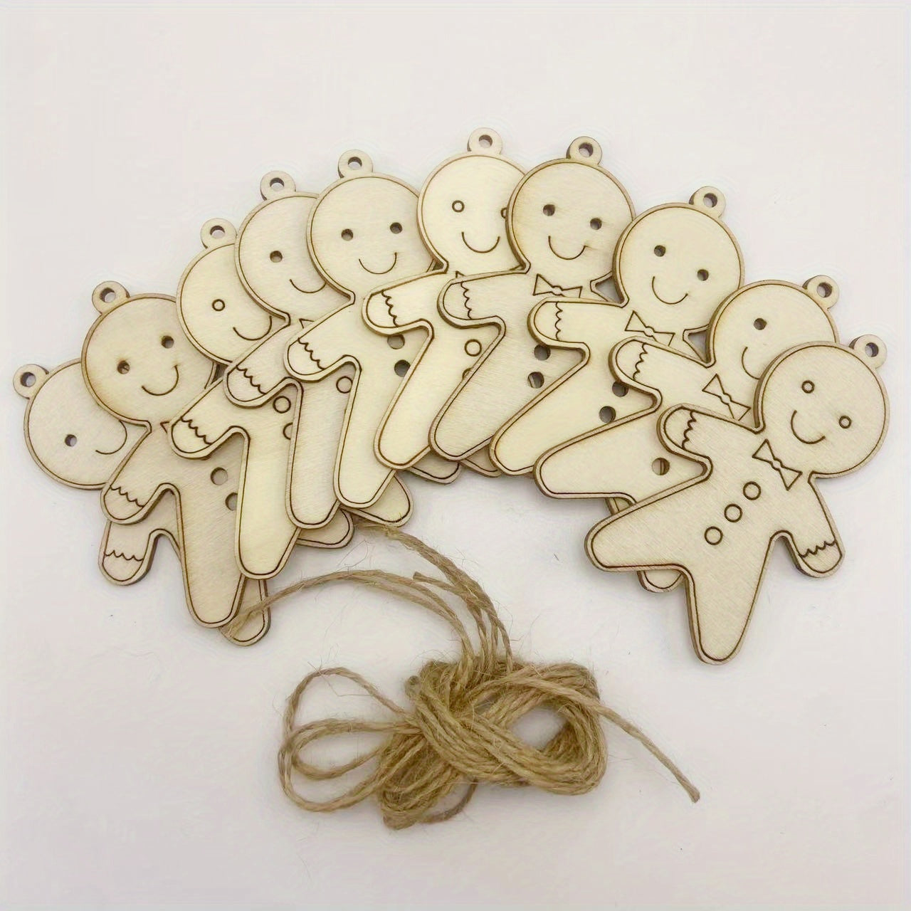 10pcs Wooden Christmas Decorations Boy DIY Natural Wood Chips