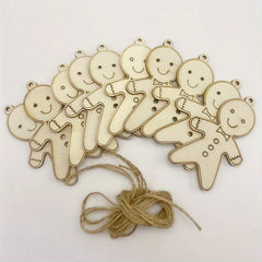 10pcs Wooden Christmas Decorations Boy DIY Natural Wood Chips