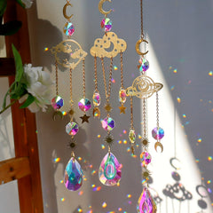 Crystal Sun Catcher Moon Star Garden Party Decor