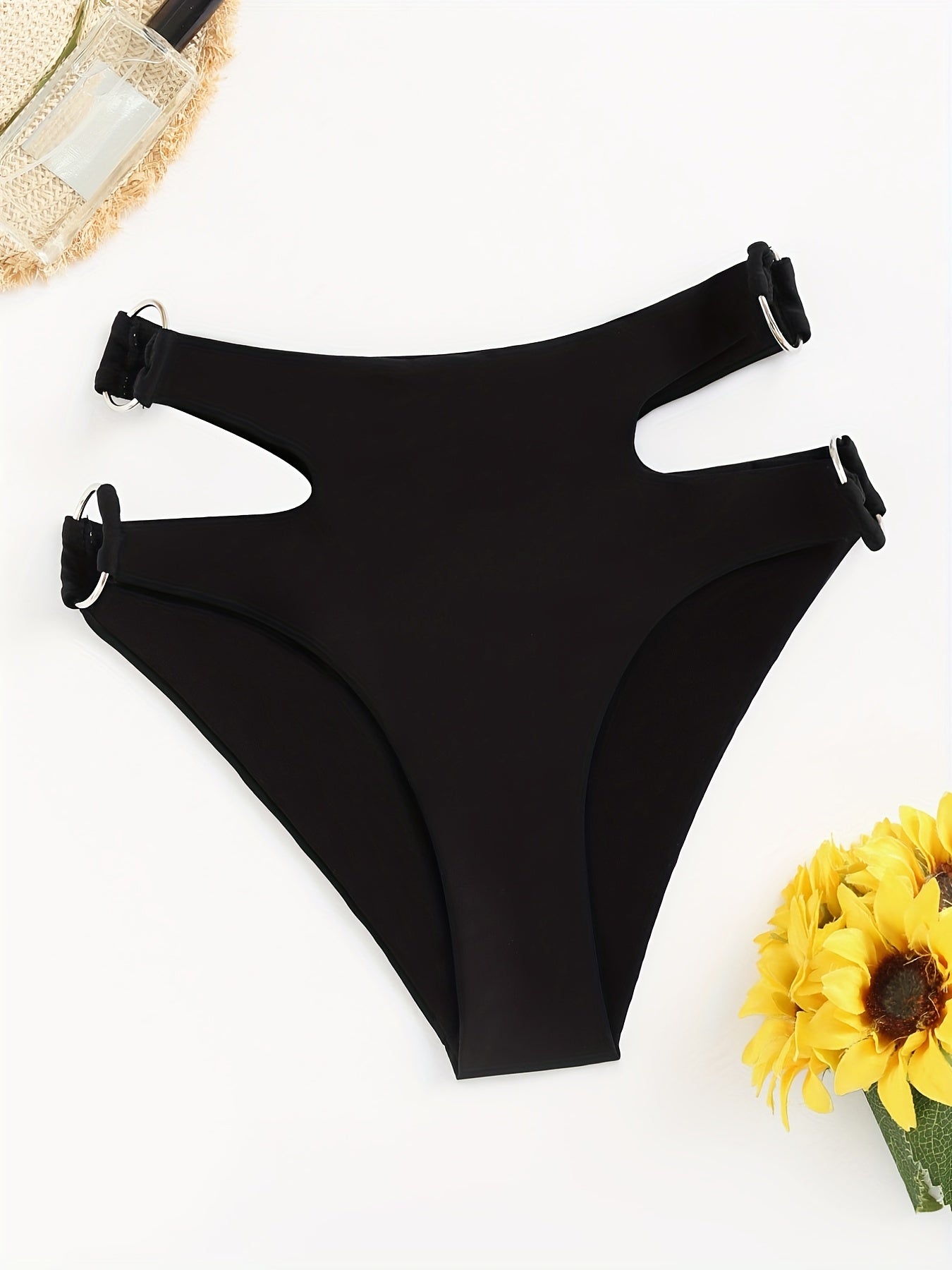 High Stretch Bikini Bottom with Cut Out High Cut Beachwear
