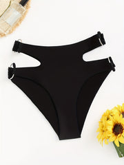 High Stretch Bikini Bottom with Cut Out High Cut Beachwear