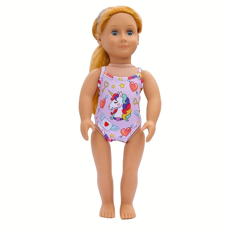 Unicorn Bikini Doll Outfit with Belly Band for 18 Inch Dolls