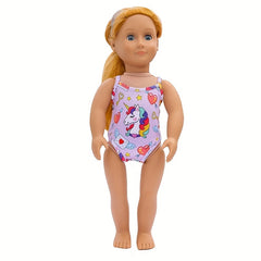 Unicorn Bikini Doll Outfit with Belly Band for 18 Inch Dolls