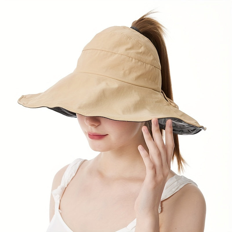 Wide Brim Sun Visor Hat Solid UV Protection Foldable Travel Beach Hat