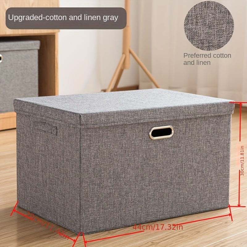 Fabric Clothes Storage Basket With Lids & Handles