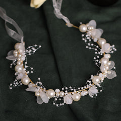 Pearl Wedding Flower Band & Headband Jewelry Set