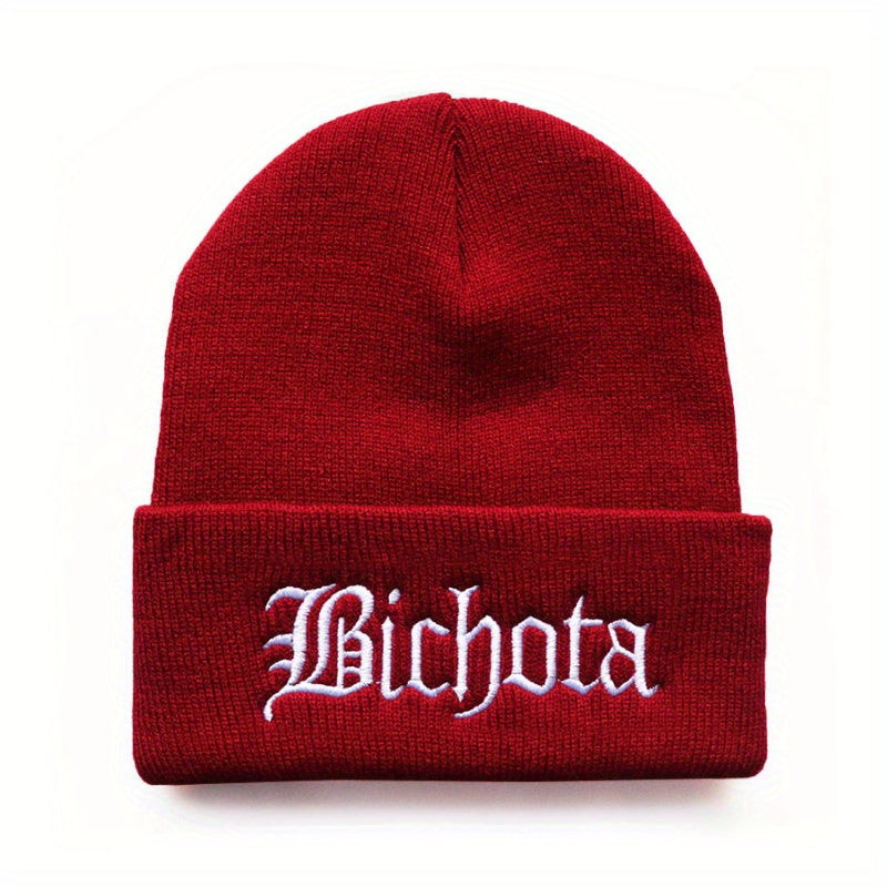 Men's BICHOTA Letter Embroidered Cold Hat Street All match Wool Beanie