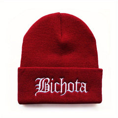 Men's BICHOTA Letter Embroidered Cold Hat Street All match Wool Beanie