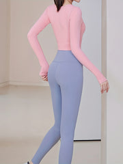 Breathable Yoga Top Long Sleeves Chest Pads Fitness Women's Activewear