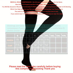 Women's Open Toe Thigh High Compression Stockings 20-30 mmHg