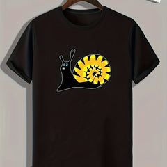 Snail Pattern Print Men's Comfy Sports T Shirt Graphic Tee