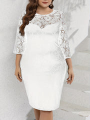 Women's Lace Half Sleeve Round Neck Dress