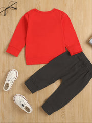 Kids Letter Print Sweatshirt & Pants Set