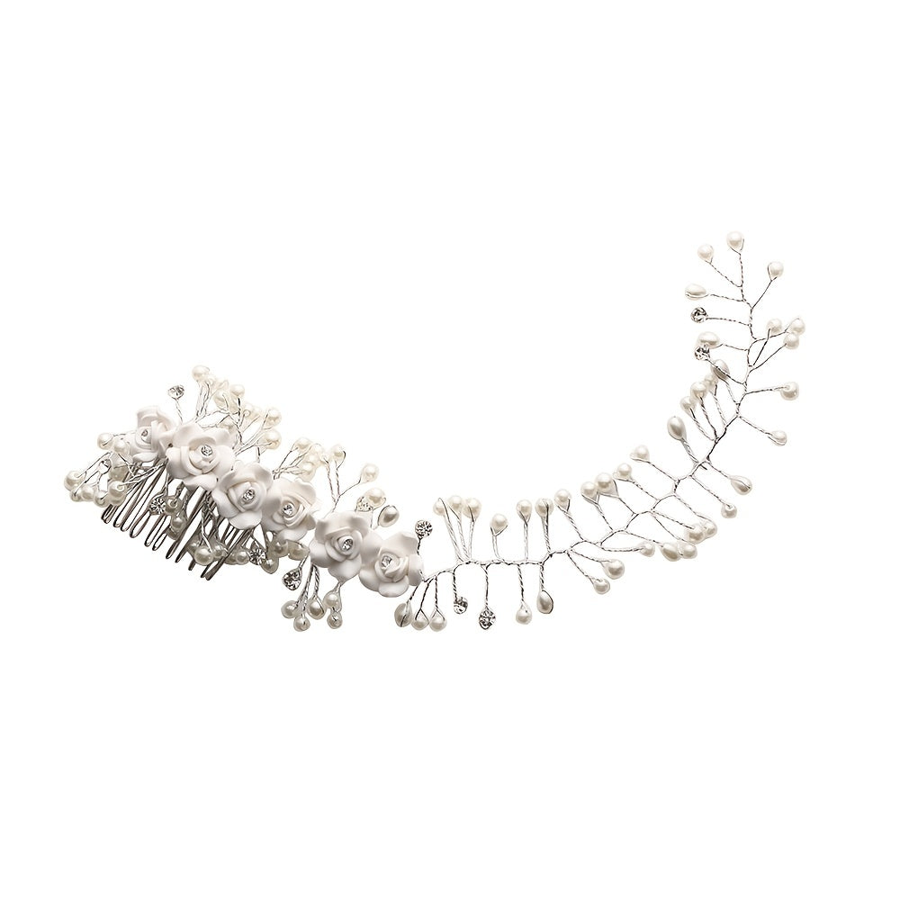 Rhinestone Flower Hair Comb Bride Wedding Hairpin Headband Beads Decoration