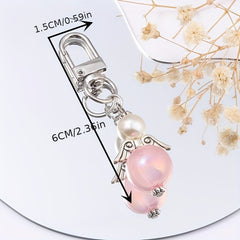 Faux Pearl Angel Keychain Purse Bag Ornament Gift