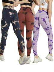 3pcs Tie Dye Yoga Pants High Stretch Leggings