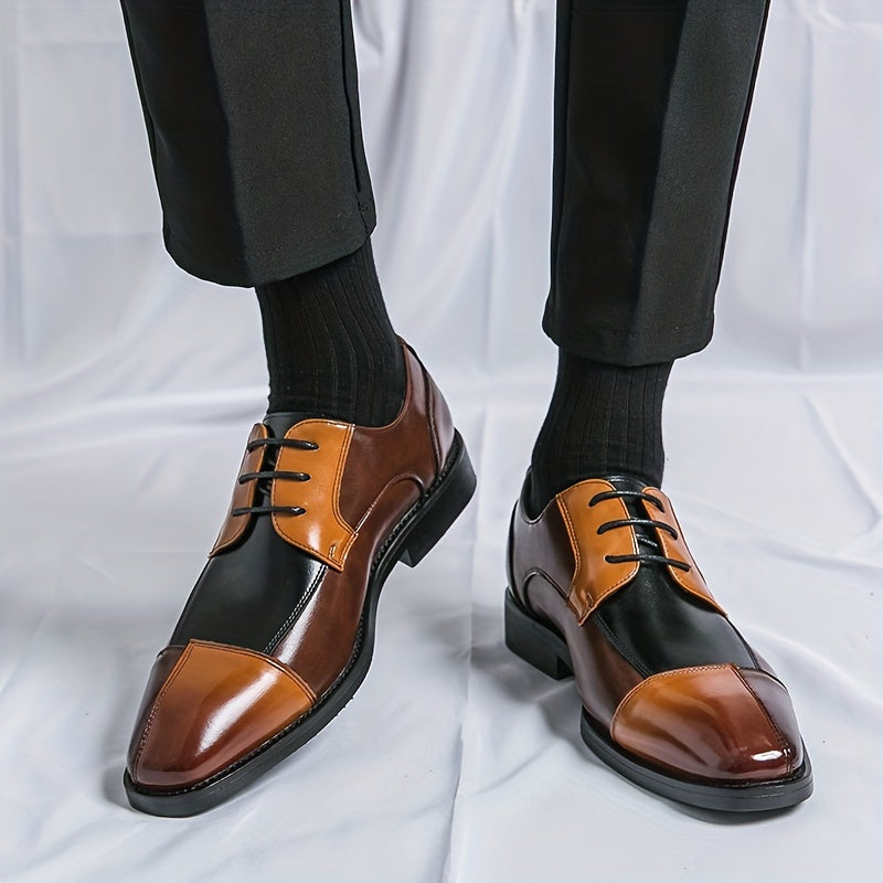 Men's Block Derby Shoes Lace up Front Outdoor Dress Shoes