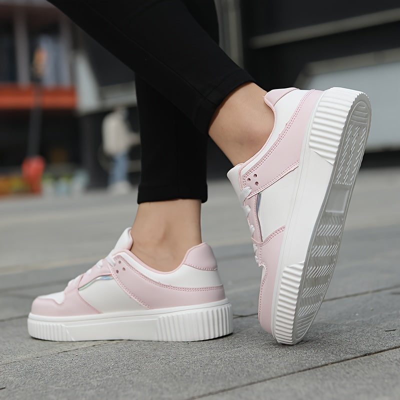Casual Platform Sneakers Women Thick Sole Lace-up Skate Shoes
